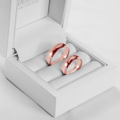 Obrączki ślubne: różowe złoto, półokrągłe, 6 mm